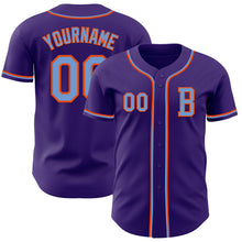 Laden Sie das Bild in den Galerie-Viewer, Custom Purple Electric Blue-Orange Authentic Baseball Jersey