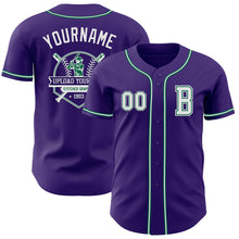 Laden Sie das Bild in den Galerie-Viewer, Custom Purple White-Kelly Green Authentic Baseball Jersey