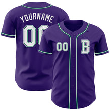 Laden Sie das Bild in den Galerie-Viewer, Custom Purple White-Kelly Green Authentic Baseball Jersey