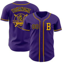 Laden Sie das Bild in den Galerie-Viewer, Custom Purple Black-Gold Authentic Baseball Jersey