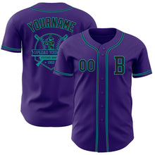 Laden Sie das Bild in den Galerie-Viewer, Custom Purple Black-Teal Authentic Baseball Jersey