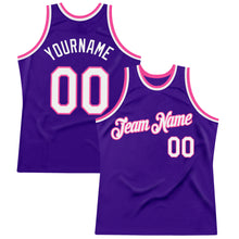 Загрузить изображение в средство просмотра галереи, Custom Purple White-Pink Authentic Throwback Basketball Jersey