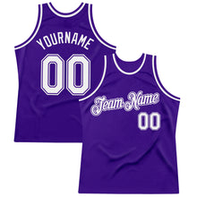 Загрузить изображение в средство просмотра галереи, Custom Purple White Authentic Throwback Basketball Jersey