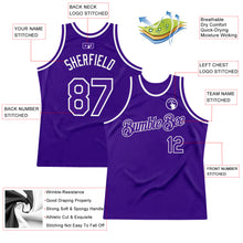 Загрузить изображение в средство просмотра галереи, Custom Purple White Authentic Throwback Basketball Jersey