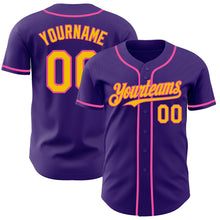 Load image into Gallery viewer, Custom Purple Yellow-Pink Authentic Baseball Jersey