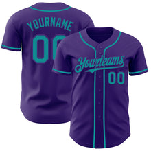 Load image into Gallery viewer, Custom Purple Teal Authentic Baseball Jersey