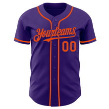 Load image into Gallery viewer, Custom Purple Orange Authentic Baseball Jersey