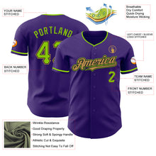 Load image into Gallery viewer, Custom Purple Neon Green Black-Old Gold Authentic Baseball Jersey