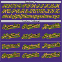 Load image into Gallery viewer, Custom Purple Neon Green Black-Old Gold Authentic Baseball Jersey