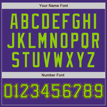 Load image into Gallery viewer, Custom Purple Neon Green Black-Old Gold Authentic Baseball Jersey