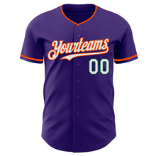 Load image into Gallery viewer, Custom Purple White Orange-Kelly Green Authentic Baseball Jersey