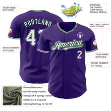 Load image into Gallery viewer, Custom Purple White Green-Gray Authentic Baseball Jersey