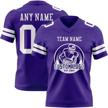 Custom Purple White Authentic Football Jersey