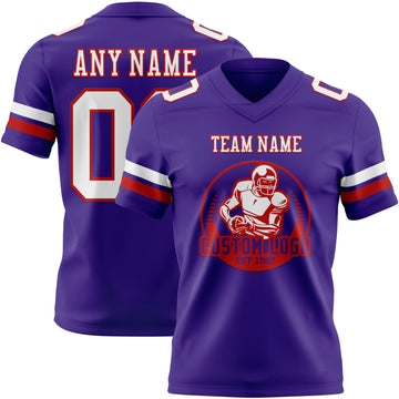 Custom Purple White-Red Authentic Football Jersey