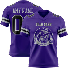 Load image into Gallery viewer, Custom Purple Black-Gray Authentic Football Jersey