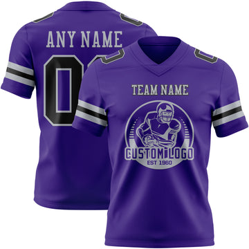 Custom Purple Black-Gray Authentic Football Jersey