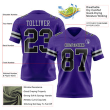 Load image into Gallery viewer, Custom Purple Black-Gray Authentic Football Jersey