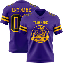 Laden Sie das Bild in den Galerie-Viewer, Custom Purple Black-Gold Authentic Football Jersey