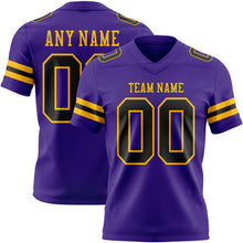 Laden Sie das Bild in den Galerie-Viewer, Custom Purple Black-Gold Authentic Football Jersey