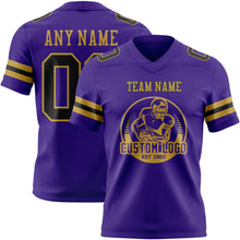 Laden Sie das Bild in den Galerie-Viewer, Custom Purple Black-Old Gold Authentic Football Jersey