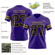 Laden Sie das Bild in den Galerie-Viewer, Custom Purple Black-Old Gold Authentic Football Jersey