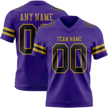 Laden Sie das Bild in den Galerie-Viewer, Custom Purple Black-Old Gold Authentic Football Jersey