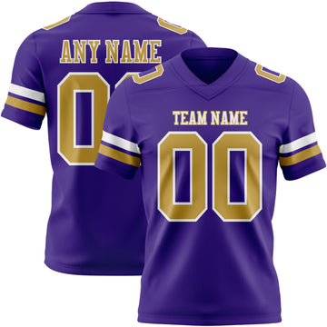 Custom Purple Old Gold-White Authentic Football Jersey