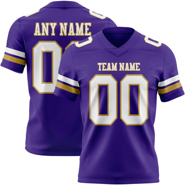 Custom Purple White-Old Gold Authentic Football Jersey