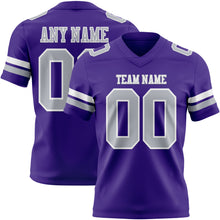 Load image into Gallery viewer, Custom Purple Gray-White Authentic Football Jersey