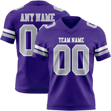 Custom Purple Gray-White Authentic Football Jersey