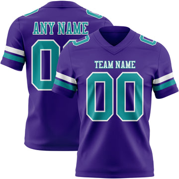 Custom Purple Teal-White Authentic Football Jersey