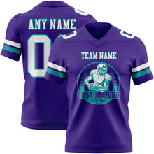 Laden Sie das Bild in den Galerie-Viewer, Custom Purple White-Teal Authentic Football Jersey