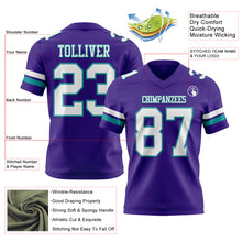Laden Sie das Bild in den Galerie-Viewer, Custom Purple White-Teal Authentic Football Jersey