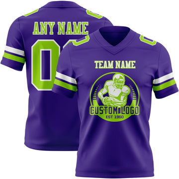Custom Purple Neon Green-White Authentic Football Jersey