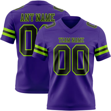 Custom Purple Black-Neon Green Authentic Football Jersey