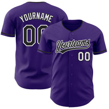 Laden Sie das Bild in den Galerie-Viewer, Custom Purple Black-White Authentic Baseball Jersey