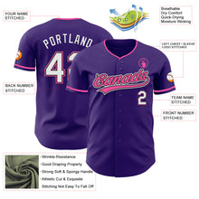 Charger l'image dans la galerie, Custom Purple White Black-Pink Authentic Baseball Jersey
