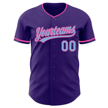 Load image into Gallery viewer, Custom Purple Light Blue-Pink Authentic Baseball Jersey