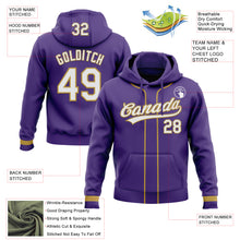 Загрузить изображение в средство просмотра галереи, Custom Stitched Purple White-Old Gold Baseball Pullover Sweatshirt Hoodie