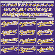 Load image into Gallery viewer, Custom Purple Old Gold-White Authentic Baseball Jersey