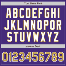 Load image into Gallery viewer, Custom Purple Old Gold-White Authentic Baseball Jersey