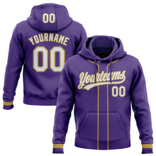 Загрузить изображение в средство просмотра галереи, Custom Stitched Purple White-Old Gold Baseball Pullover Sweatshirt Hoodie