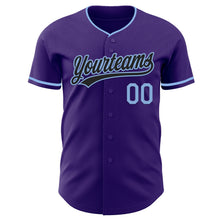 Load image into Gallery viewer, Custom Purple Black-Light Blue Authentic Baseball Jersey