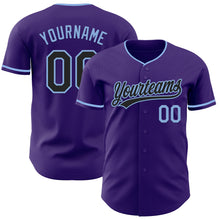 Load image into Gallery viewer, Custom Purple Black-Light Blue Authentic Baseball Jersey