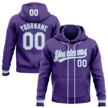 Загрузить изображение в средство просмотра галереи, Custom Stitched Purple White-Light Blue Baseball Pullover Sweatshirt Hoodie