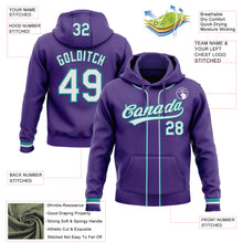 Загрузить изображение в средство просмотра галереи, Custom Stitched Purple White-Teal Baseball Pullover Sweatshirt Hoodie
