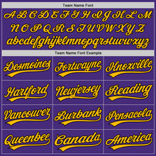 Load image into Gallery viewer, Custom Purple Black-Gold Authentic Baseball Jersey