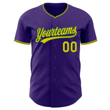 Charger l'image dans la galerie, Custom Purple Yellow-Kelly Green Authentic Baseball Jersey