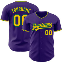 Charger l'image dans la galerie, Custom Purple Yellow-Kelly Green Authentic Baseball Jersey