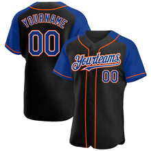 Загрузить изображение в средство просмотра галереи, Custom Black Royal-Orange Authentic Raglan Sleeves Baseball Jersey